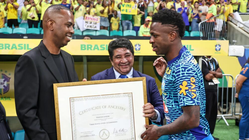 Le Brésilien Vinicius Jr. découvre ses origines au Cameroun