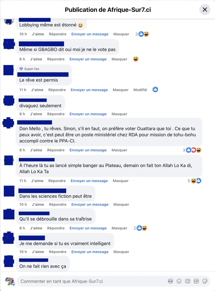 Les internautes rejettent Don Mello