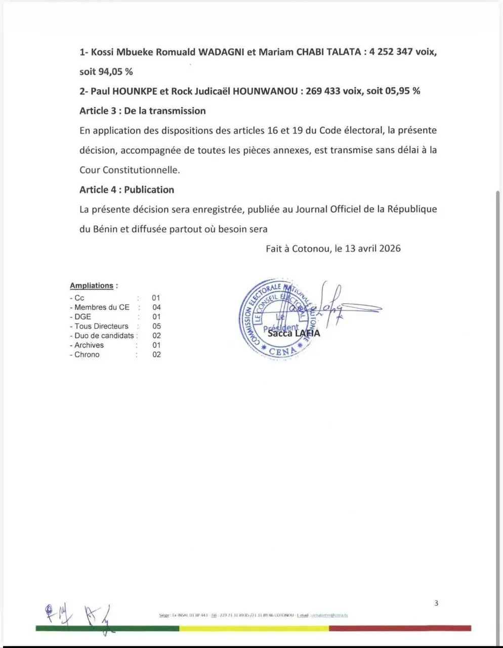 Résultats de la Présidentielle au Bénin 3