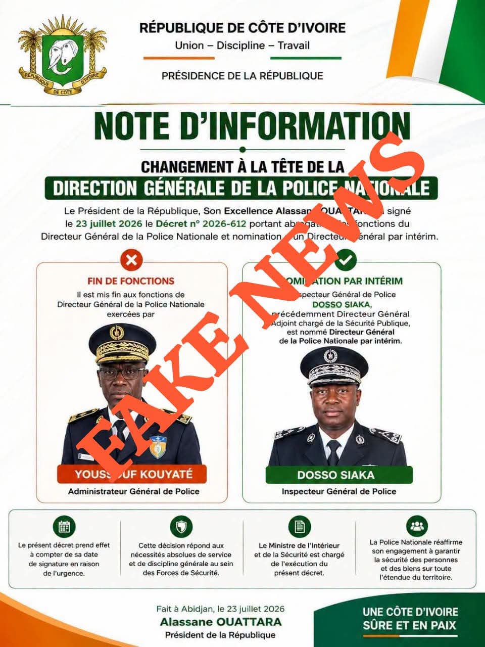 Côte d'Ivoire : Youssouf Kouyaté demeure DGPN - Afrique sur 7