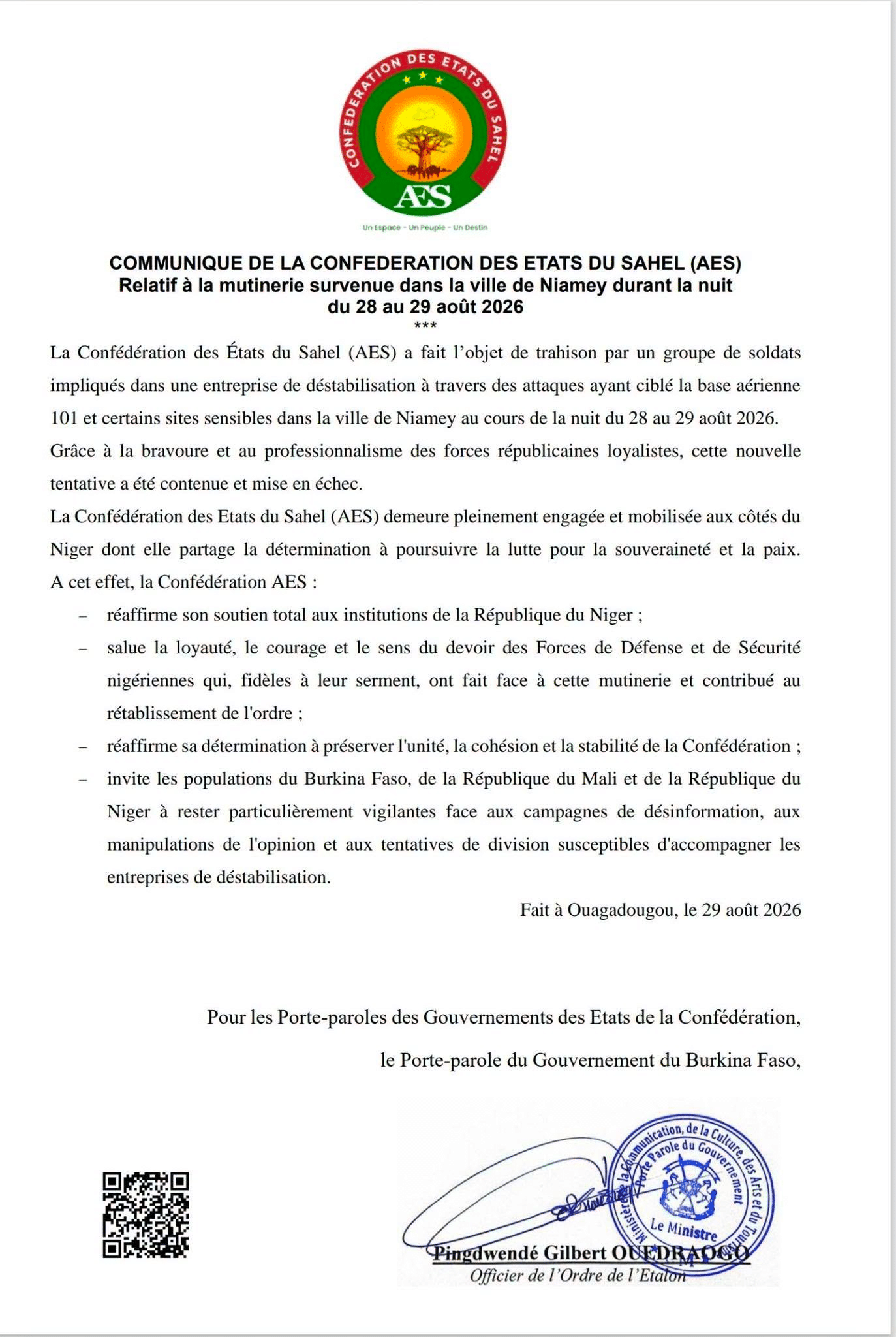 Niger : tentative de coup d'État, la Garde nationale reste loyale - Afrique sur 7