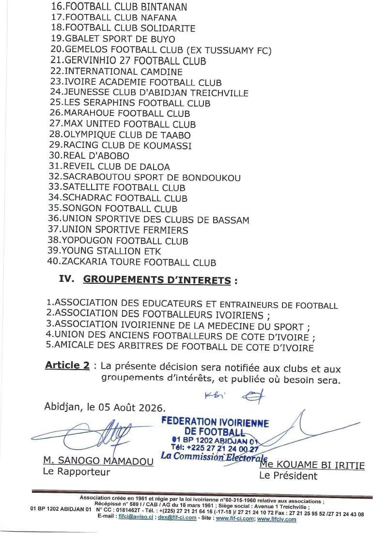 Election à la FIF : la liste des électeurs publiée Election à la FIF : la liste des électeurs publiée - Afrique sur 7