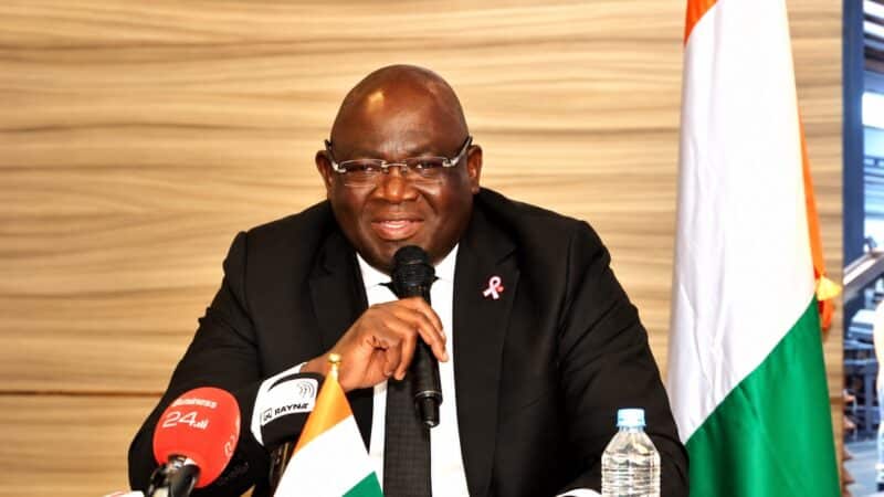 Le ministre délégué chargé des Productions vivrières, Bernard Kini Comoé,