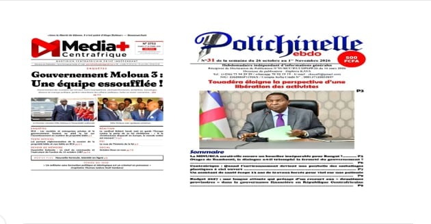Centrafrique : l'actualité de la semaine vue par la presse à Bangui. - Afrique sur 7