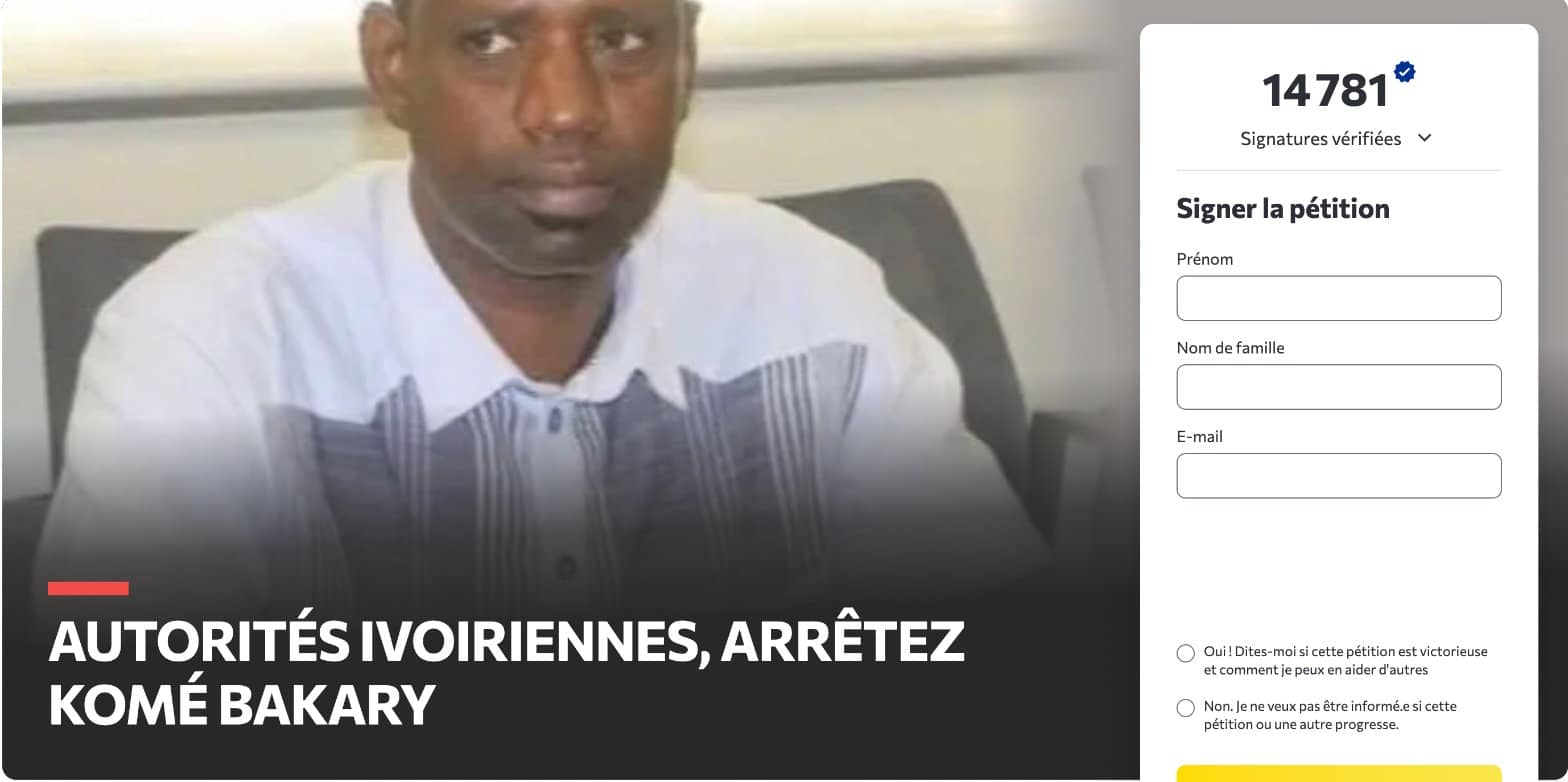 Pétition en ligne contre Komé Bakary : 14 781 signatures vérifiées le 31 octobre 2026
