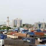 Superficie de Cotonou : vue du quartier Zongo et du centre-ville de Cotonou au Bénin