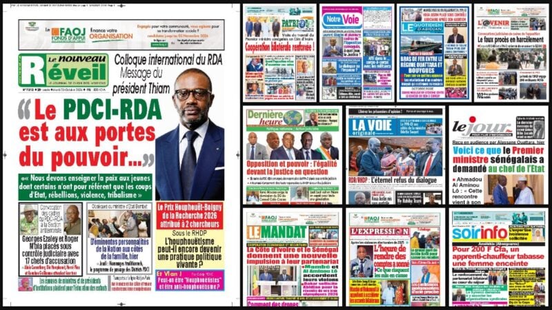 Titrologie du 20 octobre 2026 : montage des unes du Nouveau Réveil, du Patriote, de Notre Voie, de L'Avenir et de Dernière Heure