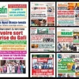 Titrologie du 31 octobre 2026 : montage des unes de Fraternité Matin, Soir Info, L'Inter, Le Matin et Le Temps