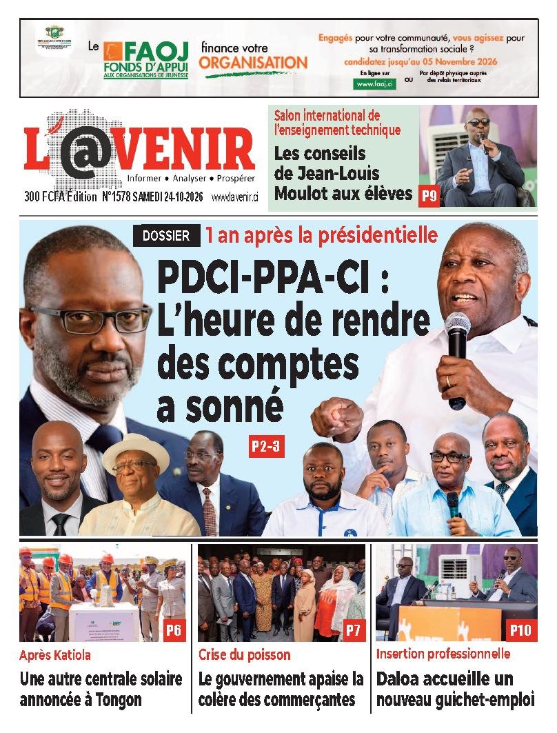 Une de L'Avenir du 24 octobre 2026
