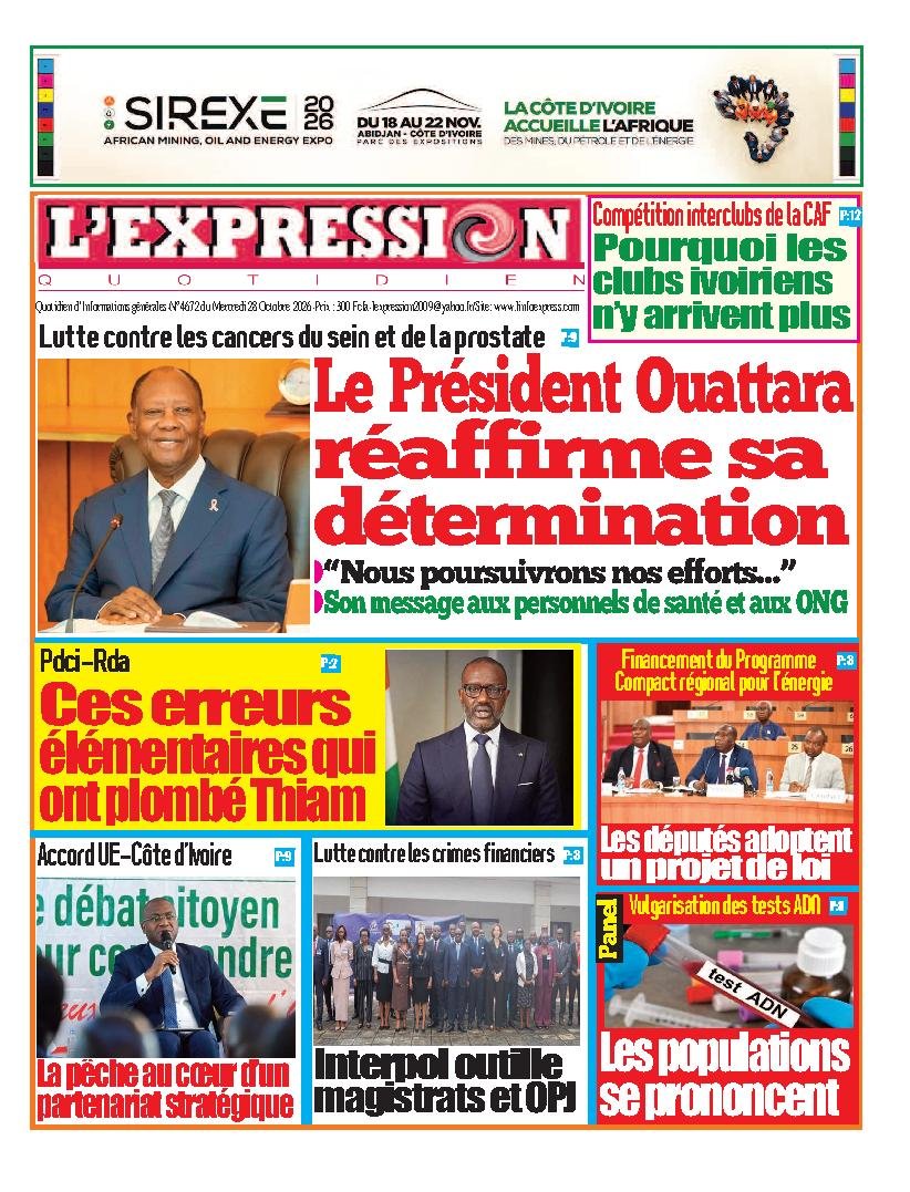 Une de L'Expression du 28 octobre 2026