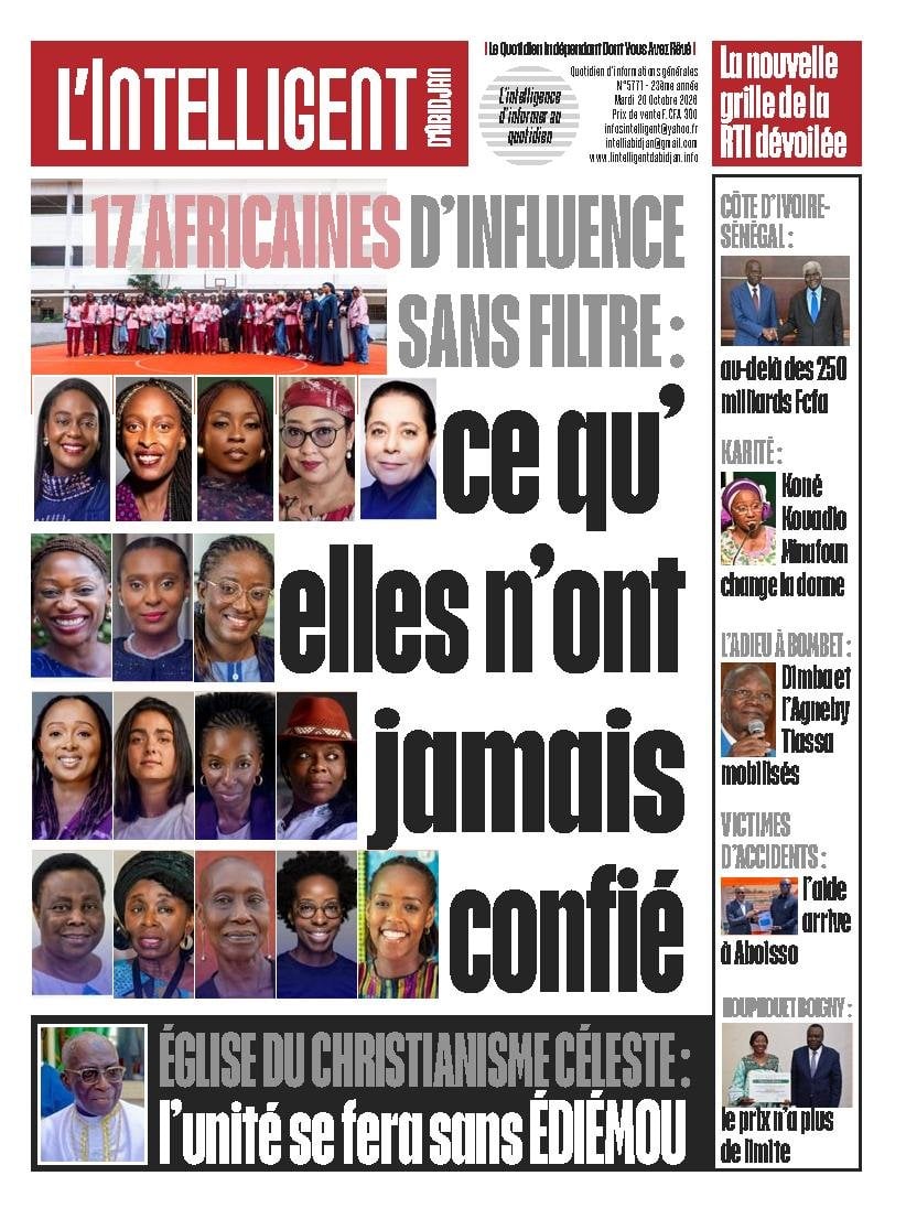 Une de L'Intelligent d'Abidjan du 20 octobre 2026