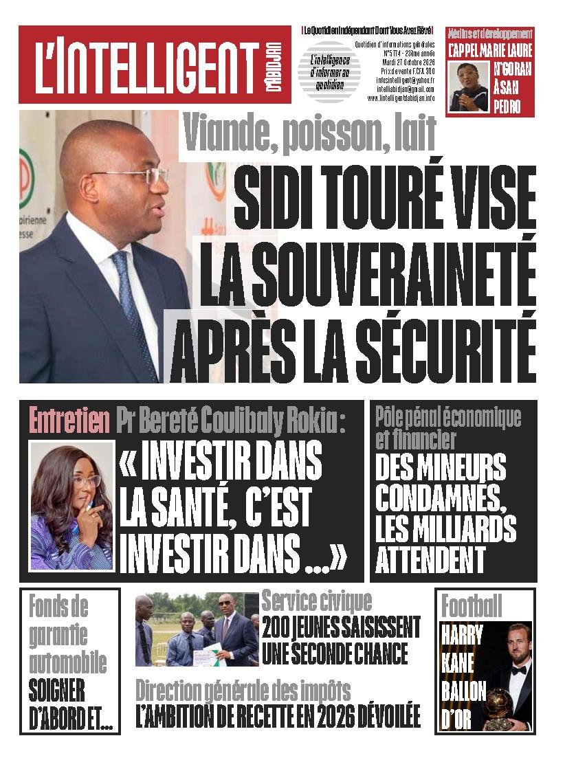 Une de L’Intelligent d’Abidjan du 27 octobre 2026