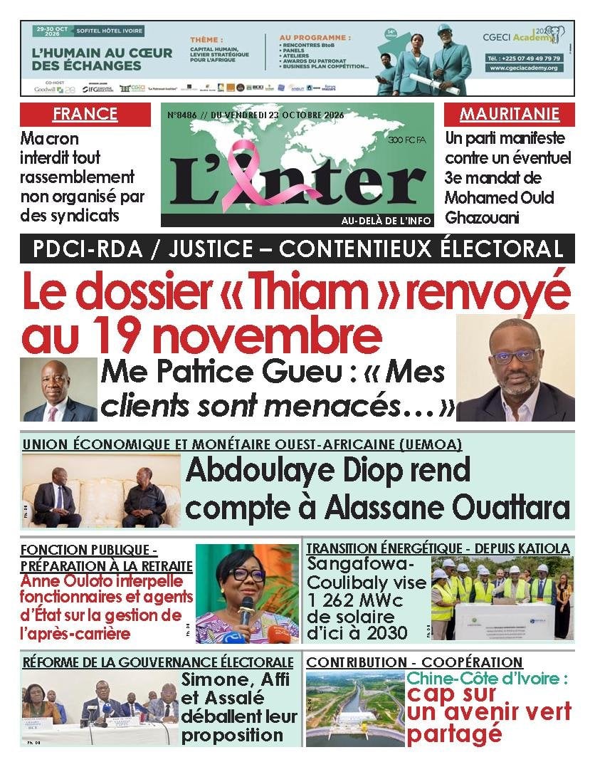 Une de L'Inter du 23 octobre 2026
