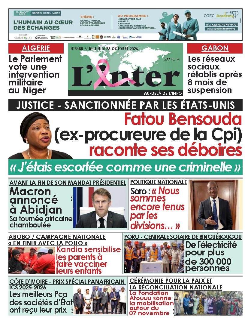 Une de L'Inter du 26 octobre 2026