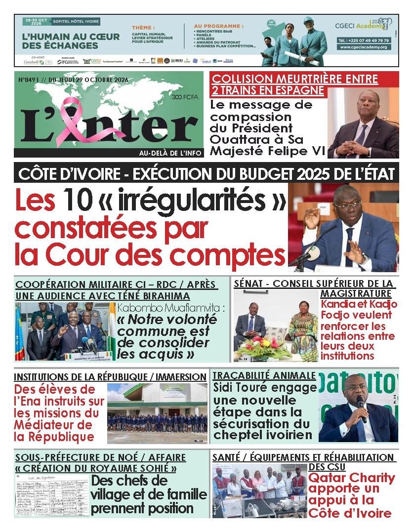 Une de L'Inter du 29 octobre 2026