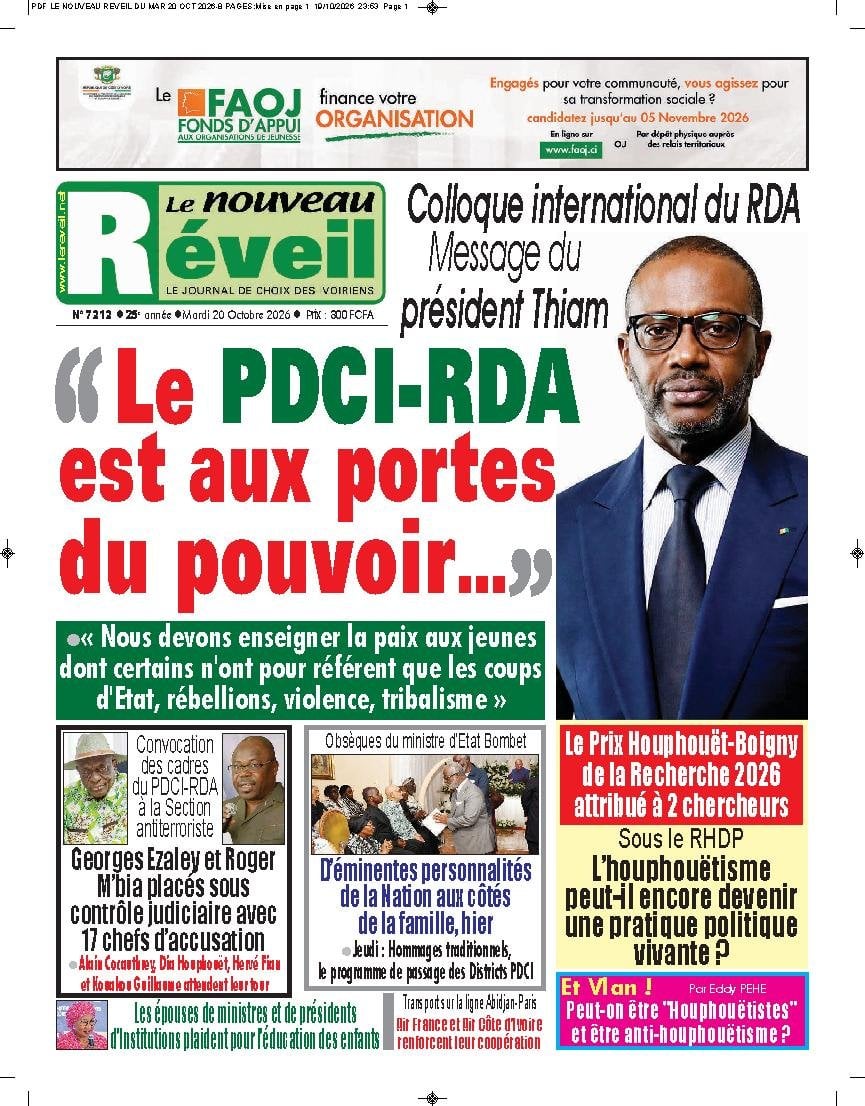 Une de Le Nouveau Réveil du 20 octobre 2026