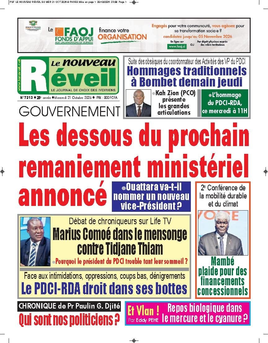Une de Le Nouveau Réveil du 21 octobre 2026