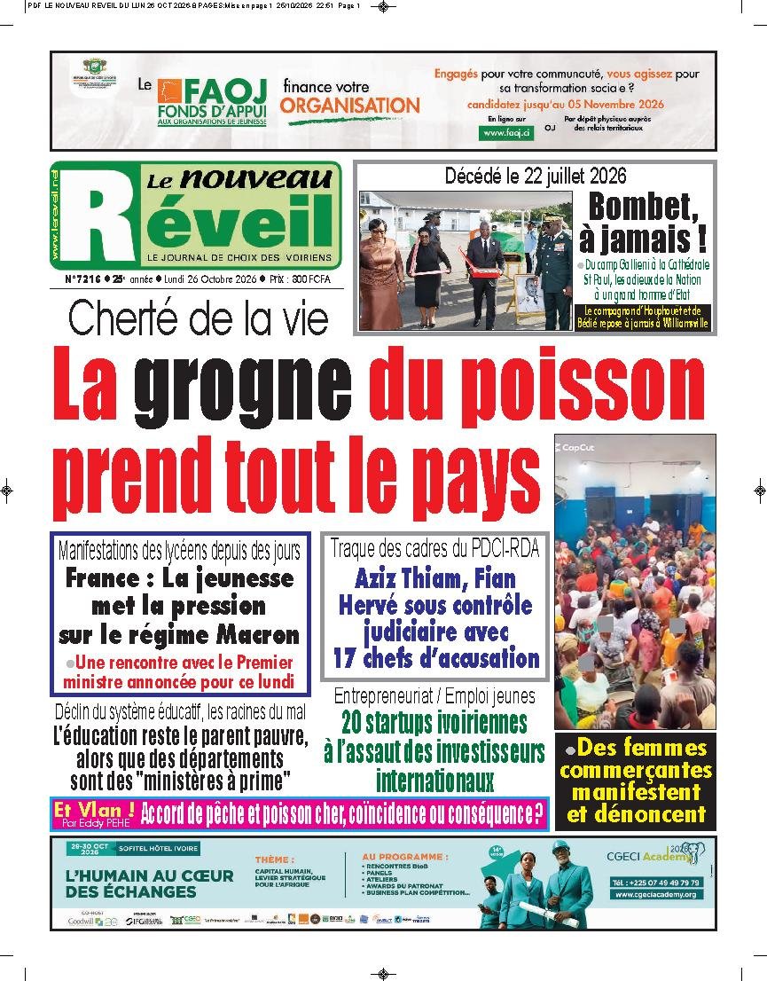 Une de Le Nouveau Réveil du 26 octobre 2026