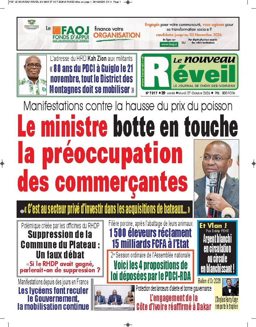 Une de Le Nouveau Réveil du 27 octobre 2026