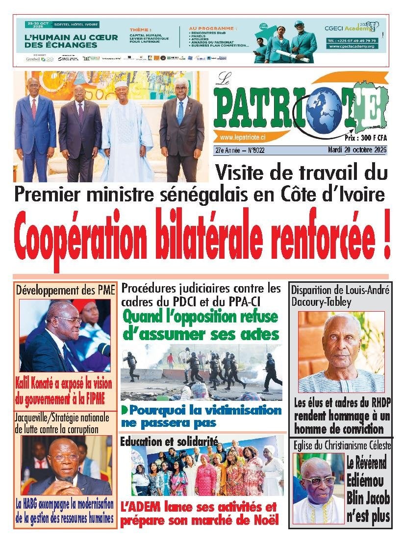 Une de Le Patriote du 20 octobre 2026