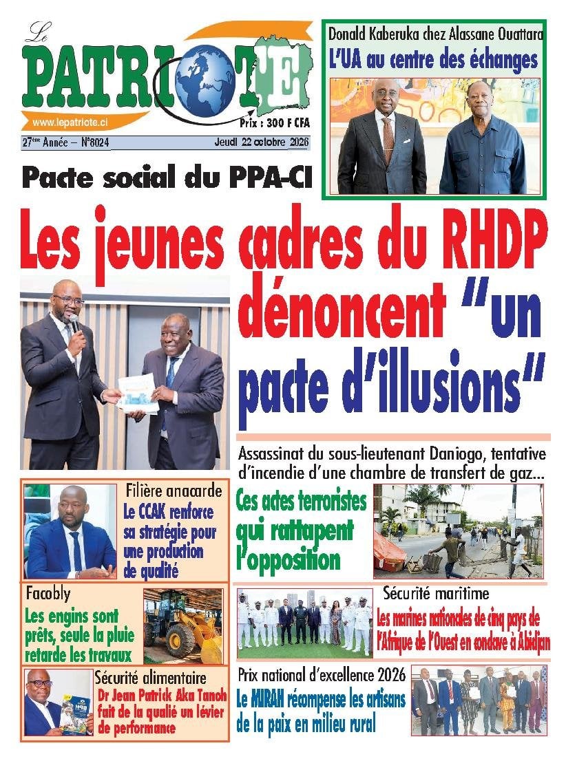 Une de Le Patriote du jeudi 22 octobre 2026