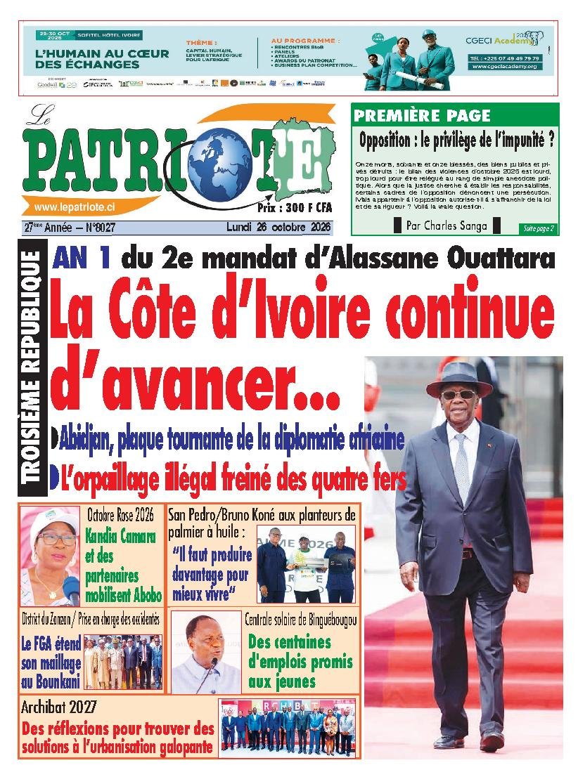 Une de Le Patriote du 26 octobre 2026