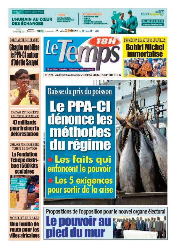 Une de Le Temps du 24 octobre 2026