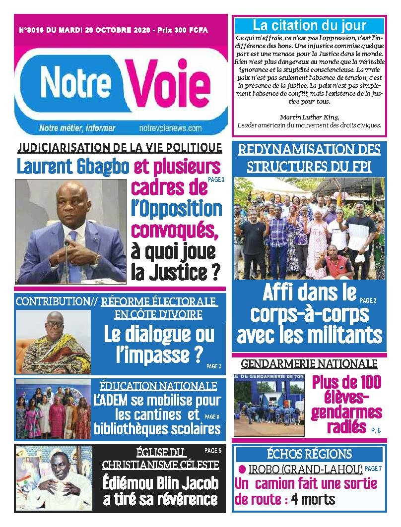 Une de Notre Voie du 20 octobre 2026