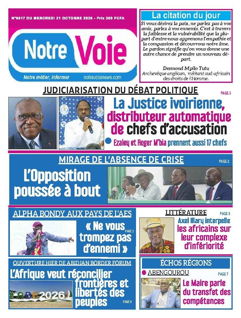 Une de Notre Voie du 21 octobre 2026