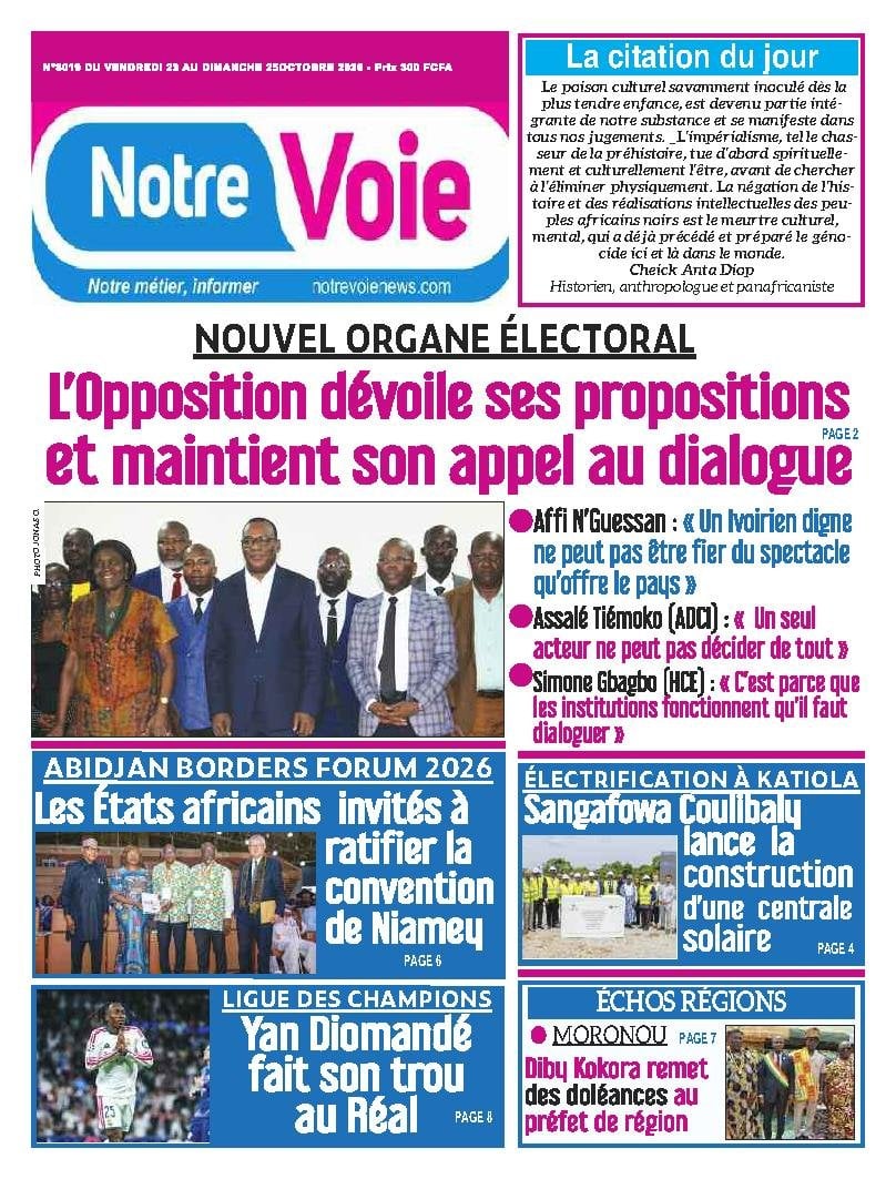 Une de Notre Voie du 23 octobre 2026