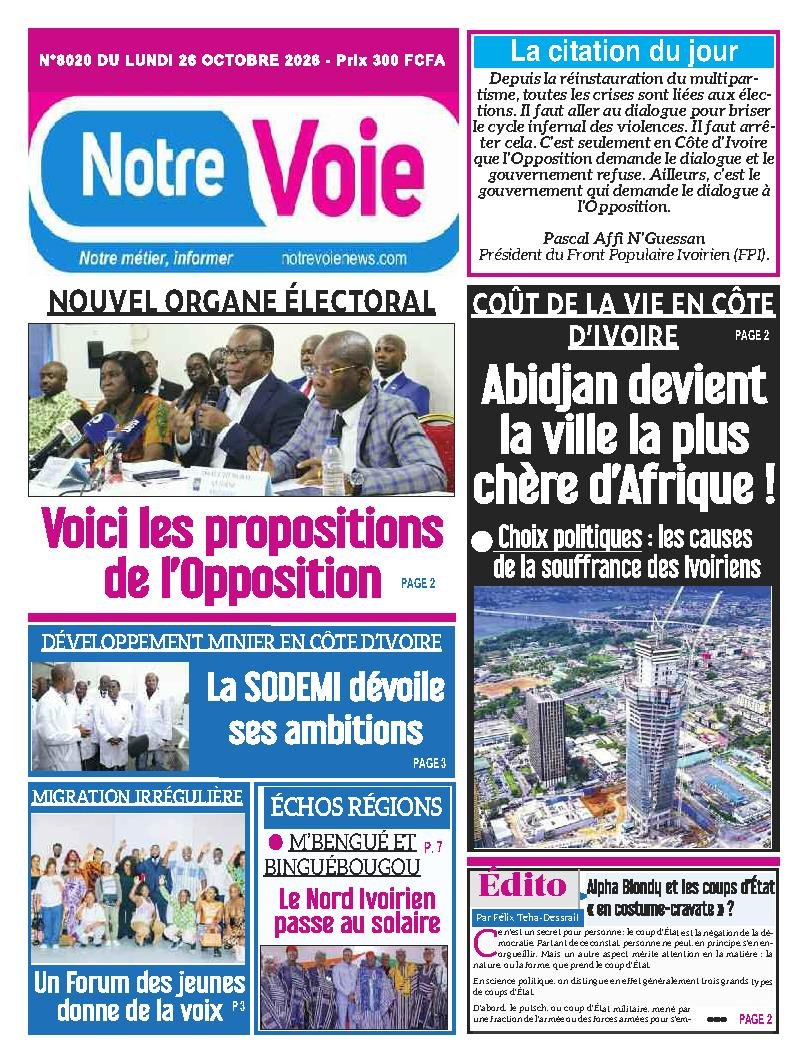 Une de Notre Voie du 26 octobre 2026