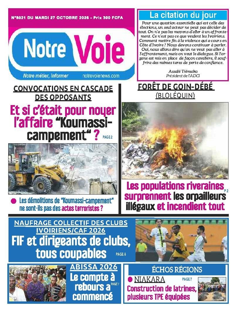 Une de Notre Voie du 27 octobre 2026