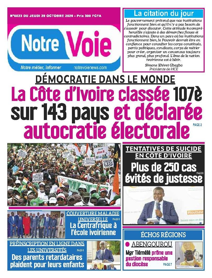 Une de Notre Voie du 29 octobre 2026