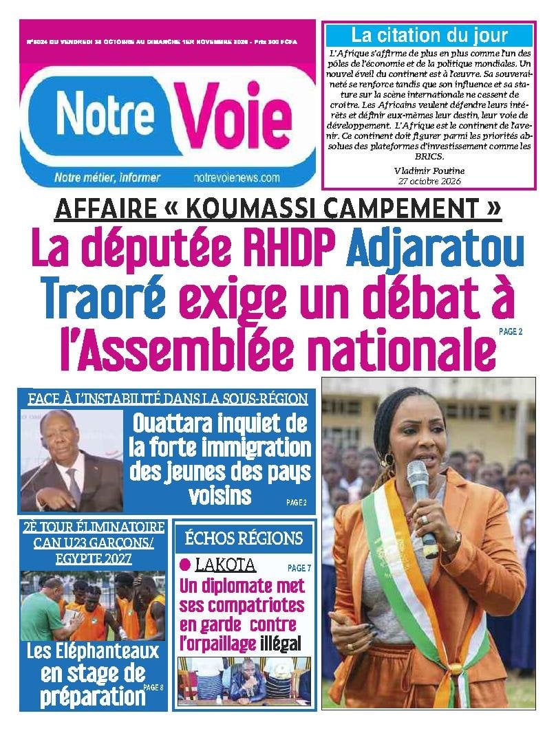 Une de Notre Voie du 30 octobre 2026