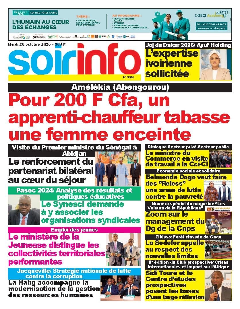 Une de Soir Info du 20 octobre 2026