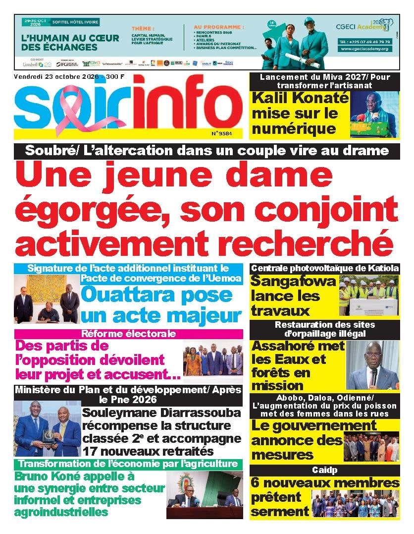 Une de Soir Info du 23 octobre 2026