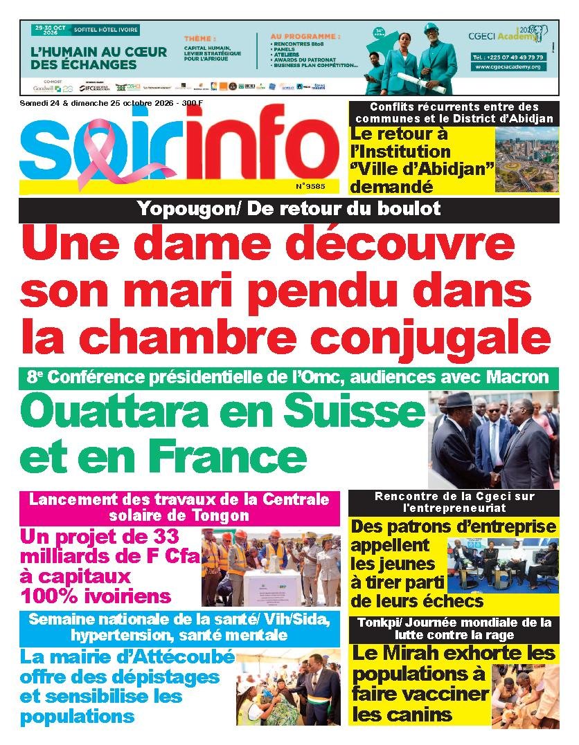 Une de Soir Info du 24 octobre 2026
