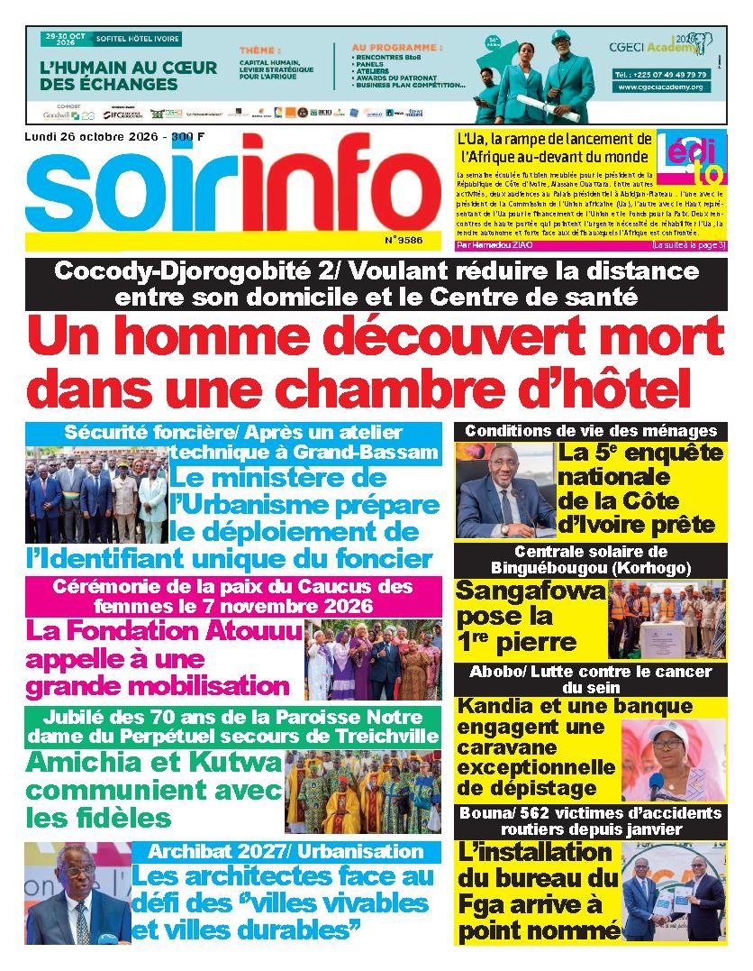Une de Soir Info du 26 octobre 2026