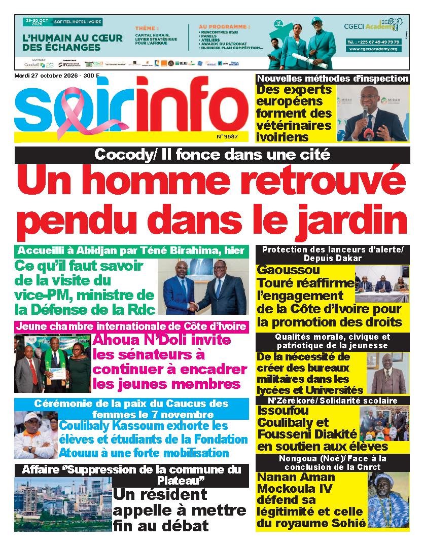 Une de Soir Info du 27 octobre 2026