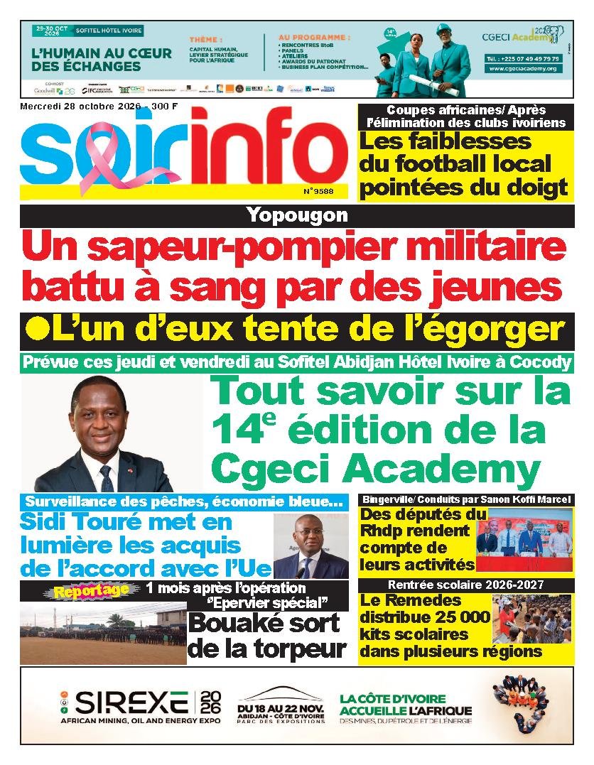 Une de Soir Info du 28 octobre 2026