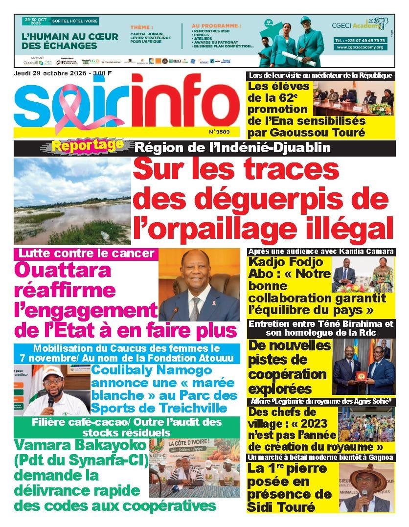 Une de Soir Info du 29 octobre 2026