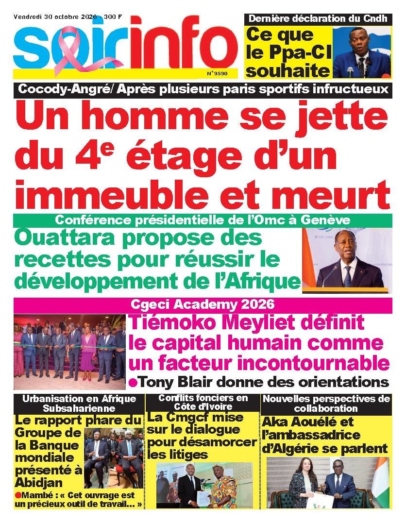 Une de Soir Info du 30 octobre 2026